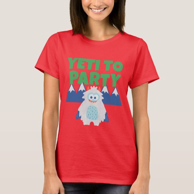 T-shirt Yeti À Fête Noël Adulte (Devant)