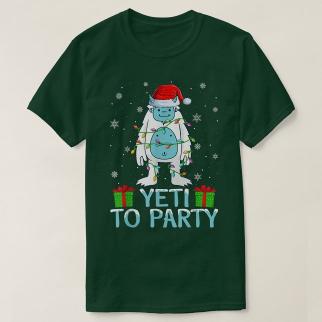 T-shirt Yeti Fête Les Feux De Noël Père Noël Yeti Noël (Design devant)