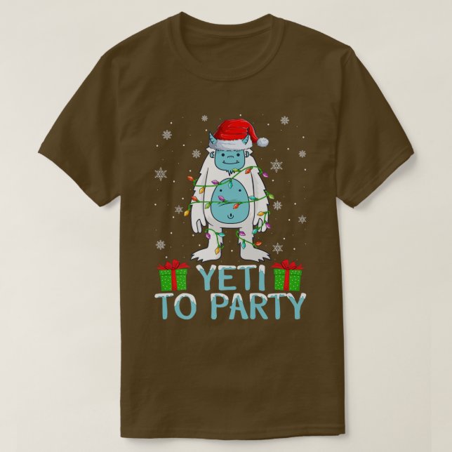 T-shirt Yeti Fête Les Feux De Noël Père Noël Yeti Noël (Design devant)
