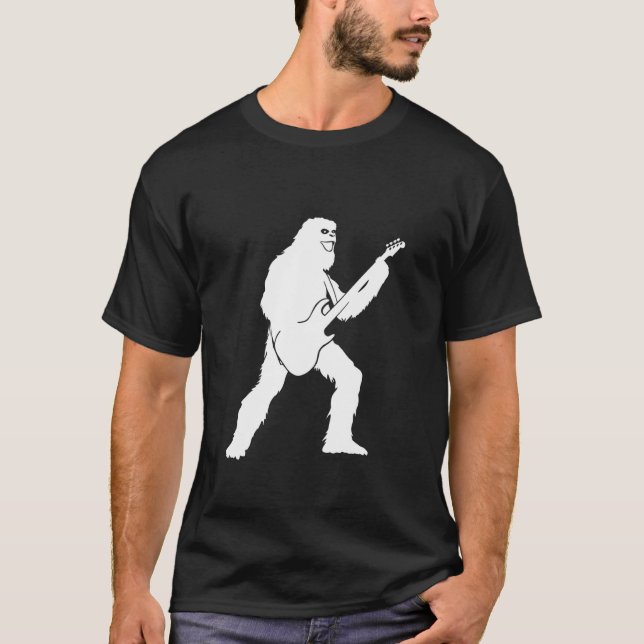 T-shirt Yeti Jamming Avec Silhouette De Guitare Électrique (Devant)