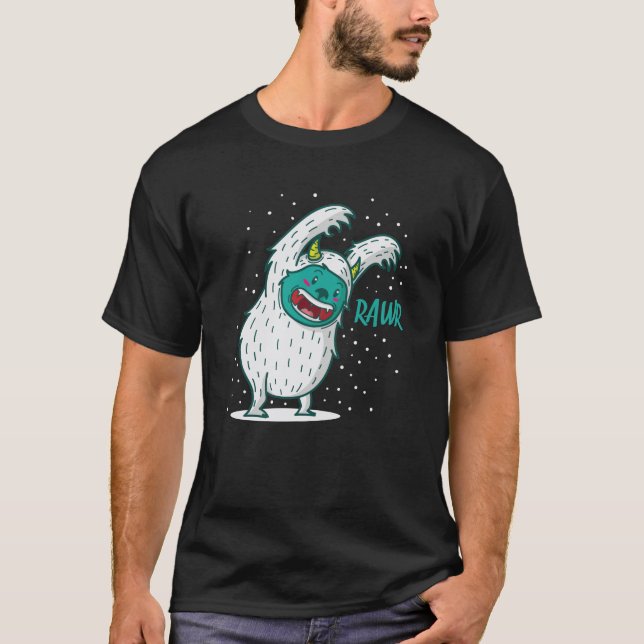T-shirt Yeti Monster fait peur dans la neige (Devant)