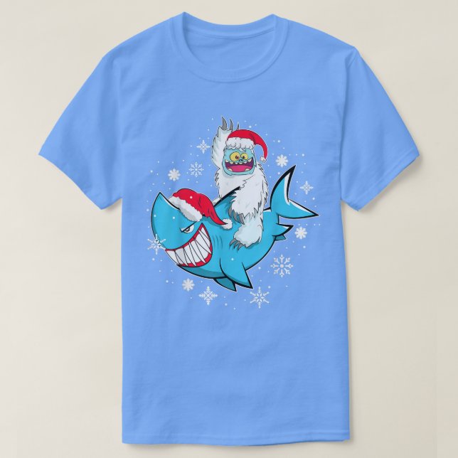 T-shirt Yeti Pour Fêter le requin Santa Hat Noël Pyjama Xm (Design devant)