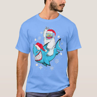 T-shirt Yeti Pour Fêter le requin Santa Hat Noël Pyjama Xm