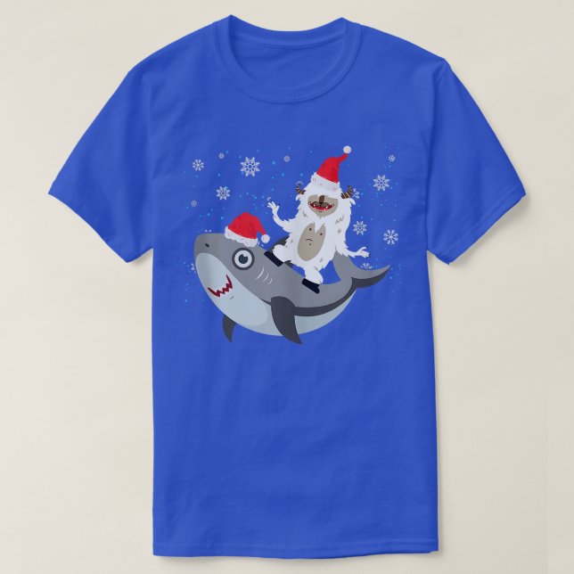 T-shirt Yeti Pour Fêter le requin Santa Hat Noël Pyjama Xm (Design devant)