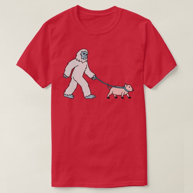 T-shirt Yeti Walking Mini Pig Cryptozoology Pet Premium  (Design devant)