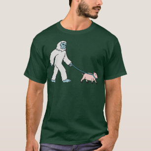 T-shirt Yeti Walking Mini Pig Cryptozoology Pet Premium 57