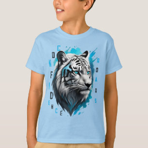T-shirt Yeux bleus intenses : Tigre blanc rayé noir
