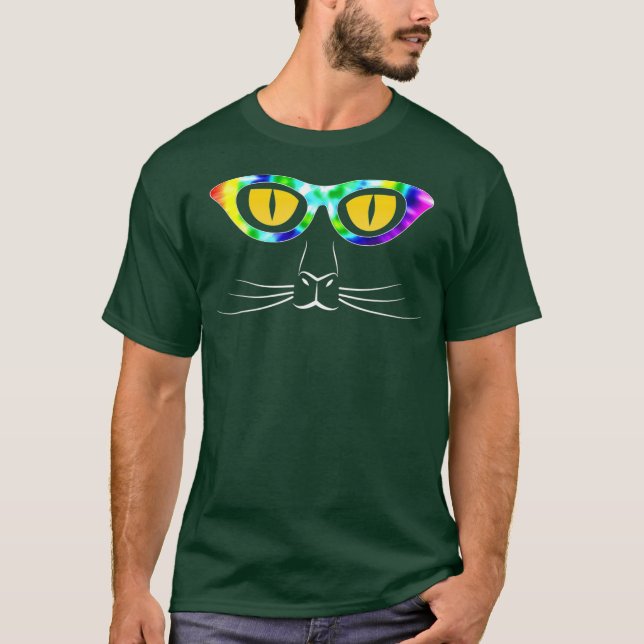T-shirt Yeux de chat face Tie Dye (Devant)