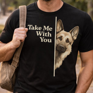 T-shirt Yeux de chiot triste Emmène-moi avec toi Berger al