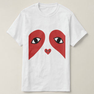 T-shirt Yeux de coeur d'amour de visage rouge