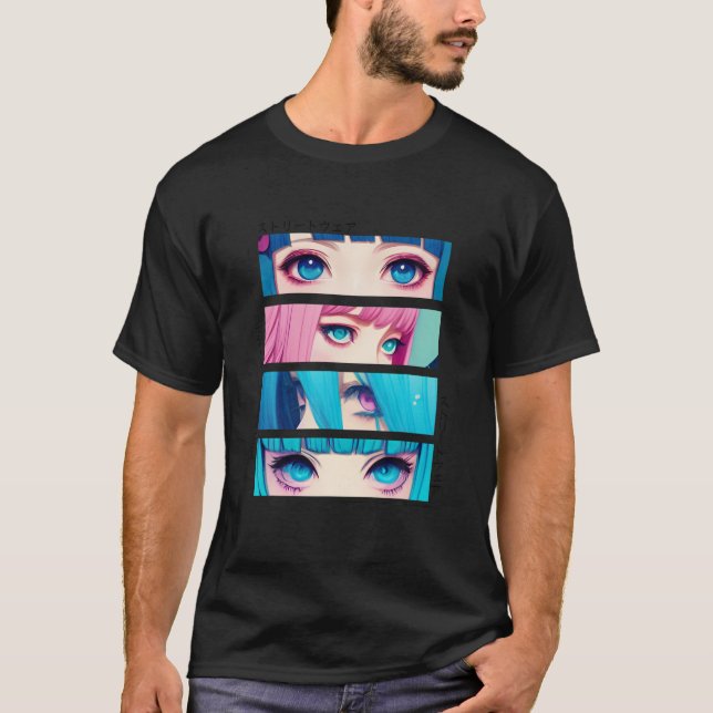T-shirt Yeux de fille Anime japonais esthétique Kawaii Pas (Devant)
