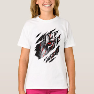 T-shirt Yeux de tigre animés à travers une égratignure