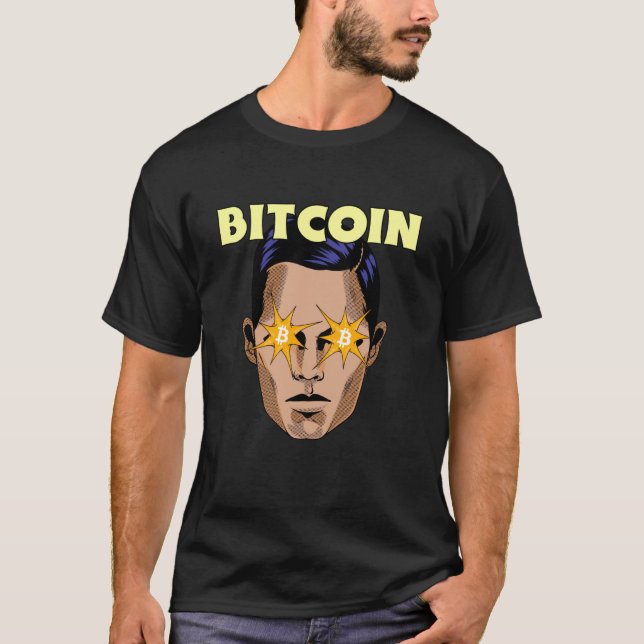 T-shirt Yeux Laser Bitcoin (Déclaration et Graphique BTC) (Devant)