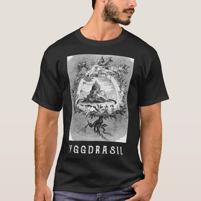 T-shirt Yggdrasil Ash Tree Edda Valhalla Norse Cosmologie (Devant)