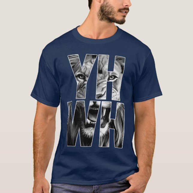 T-shirt YHWH Lion of Judah Yahweh in Hebrew Jesus Christia (Devant)