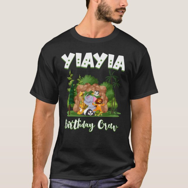 T-shirt Yiayia Birthday Crew Zoo Anniversaire Safari Party (Devant)