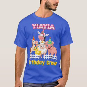 T-shirt Yiayia De L'Équipage D'Anniversaire Fermier Animau