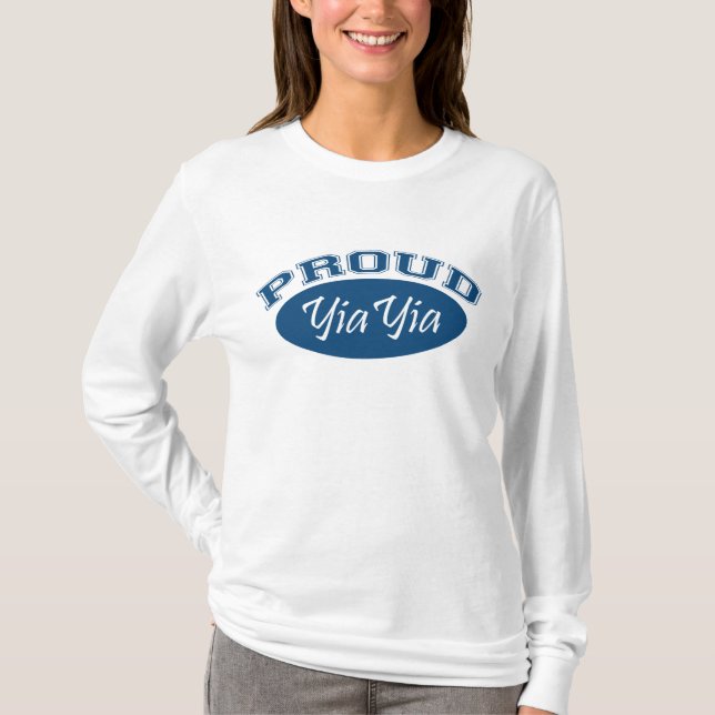 T-shirt YiaYia fier (bleu) (Devant)