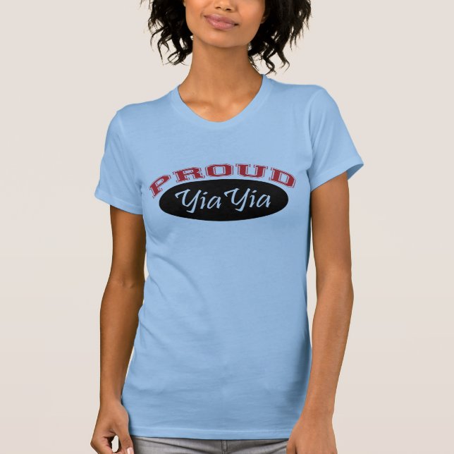 T-shirt YiaYia fier (rouge et noir) (Devant)