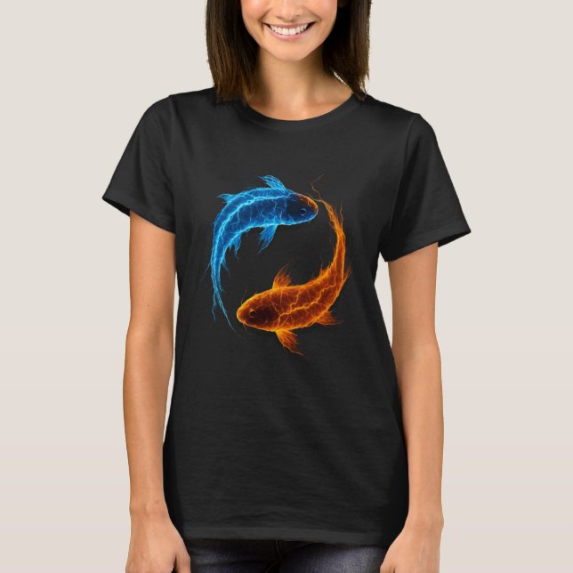 T-shirt Yin and Yang - Balance - Spiritual - Japanese Koi  (Devant)