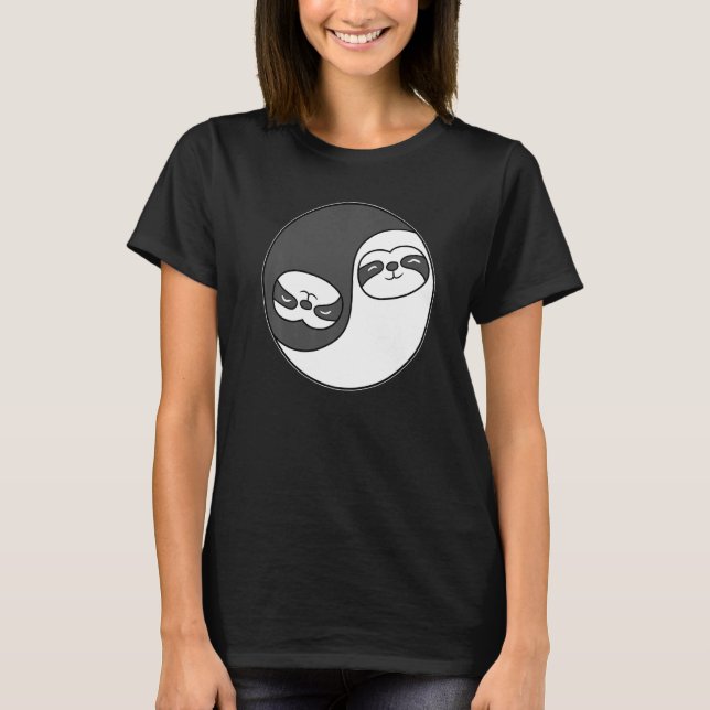 T-shirt Yin and Yang Sloth Predator Meditation Acro Hatha  (Devant)