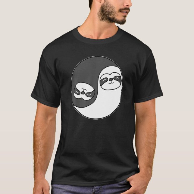 T-shirt Yin and Yang Sloth Predator Meditation Acro Hatha  (Devant)