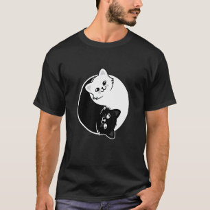 T-shirt Yin et Yang Animal de compagnie Chat Noir Blanc Ch