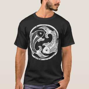 T-shirt Yin et Yang Art Japonais Poisson Koi Sakura