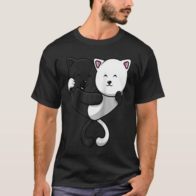 T-shirt Yin et yang chats chinois Raglan Baseball (Devant)