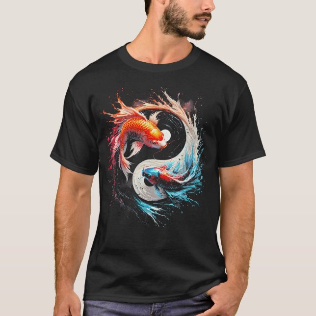 T-shirt Yin Et Yang Japonais Koi Poisson Graphique Yinyang (Devant)