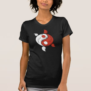T-shirt Yin et Yang la Chemise noire des femmes Koi