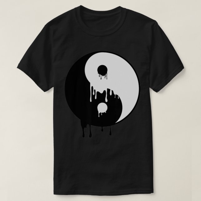 T-shirt Yin Et Yang Peinture Blanche Noir Fondre Pots Bros (Design devant)