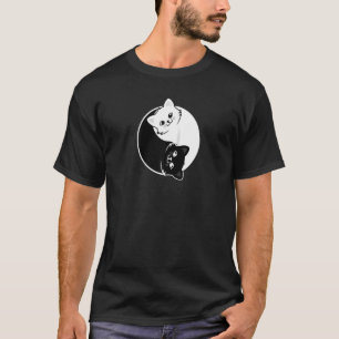 T-shirt Yin Et Yang Pet Chat Blanc Noir Chats Animaux Aime