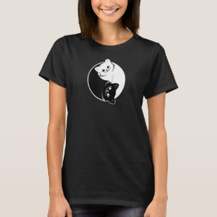 T-shirt Yin Et Yang Pet Chat Blanc Noir Chats Animaux Aime