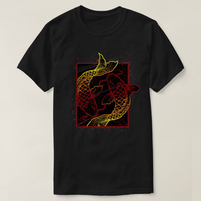 T-shirt Yin Yang Asiatique Koi Poisson Traditionnel Japona (Design devant)