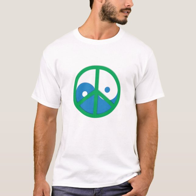 T-shirt Yin-Yang avec signe de paix (Devant)