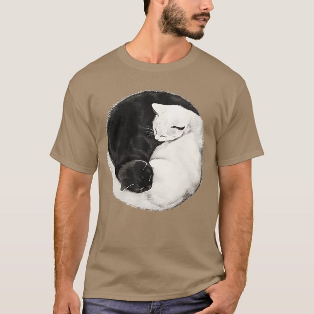 T-shirt Yin Yang Cat Lover Cat Mom Men Women Kids Funny Ca (Devant)