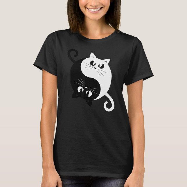T-shirt Yin Yang Chats drôle Cute Kittens Ying Yang (Devant)