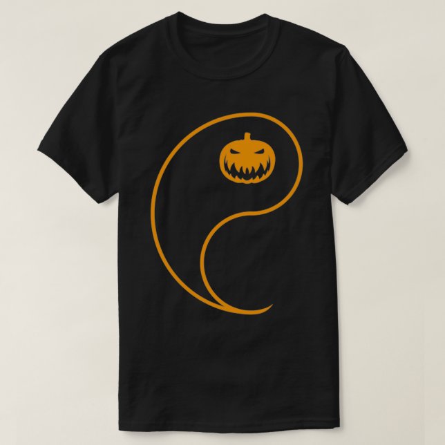 T-shirt Yin Yang Citrouille tenue drôle Halloween correspo (Design devant)