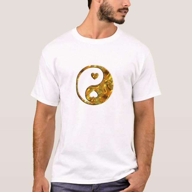 T-shirt Yin & Yang / Coeurs or (Devant)