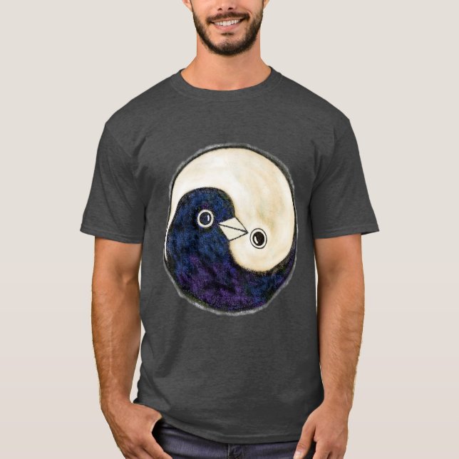 T-shirt Yin Yang design colombes de paix (Devant)