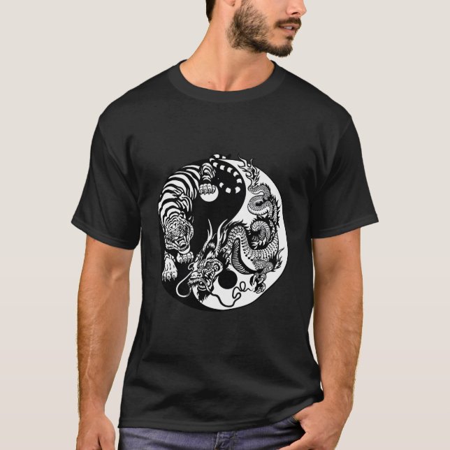 T-shirt Yin Yang Dragon Tiger (Devant)