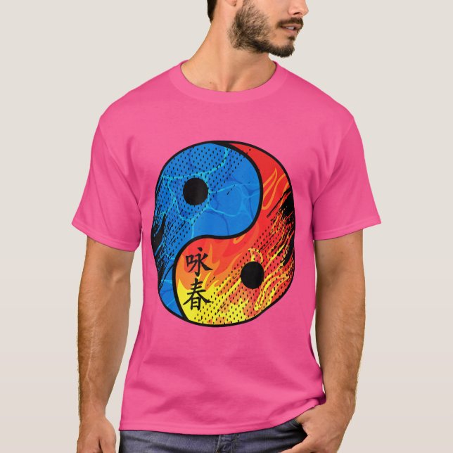 T-shirt Yin Yang Eau Et Feu Kung Fu Wing Chun (Devant)