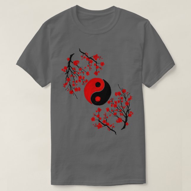 T-shirt Yin Yang et Sakura Red Blossom (Design devant)
