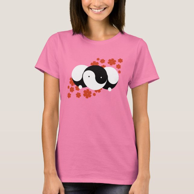 T-shirt Yin-Yang Fille fleurs (Devant)