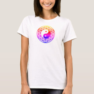 T-shirt Yin Yang Fleur de vie arc-en-ciel