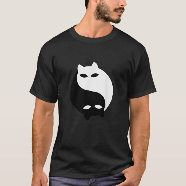 T-shirt Yin Yang Funny Chat Yoga Zen Chat Propriétaire Lov (Devant)