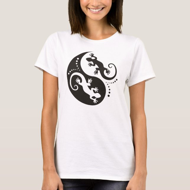 T-shirt YIN & YANG Geckos noir + votre idée (Devant)