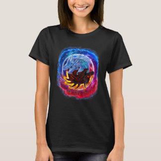 T-shirt Yin Yang Glace et Dragon de feu dans l'espace