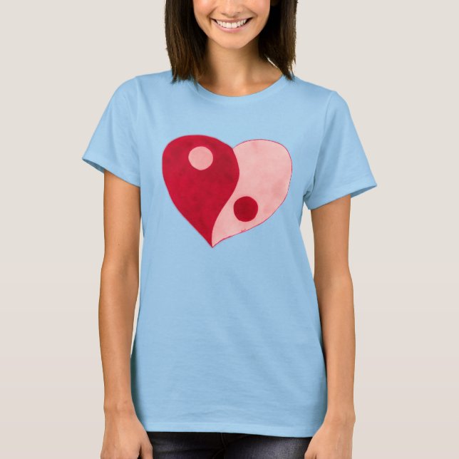 T-shirt Yin Yang Heart (Red/Pink) (Devant)
